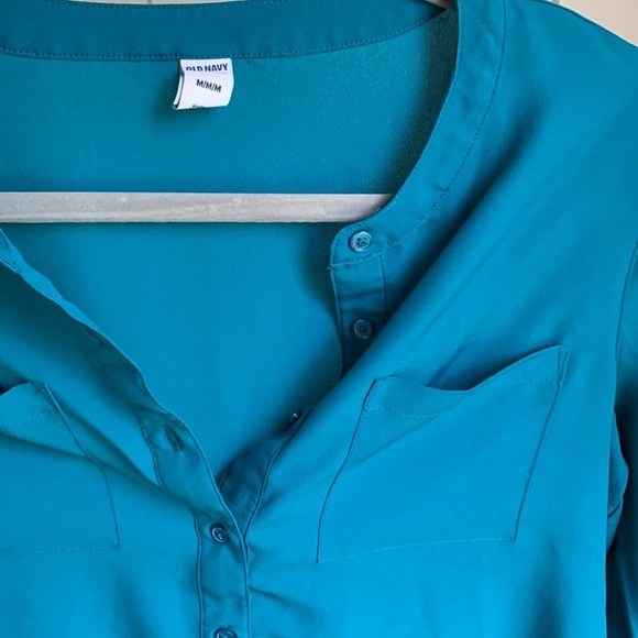 {Old Navy} Teal Women's Button-Up Blouse - Picture 3 of 4